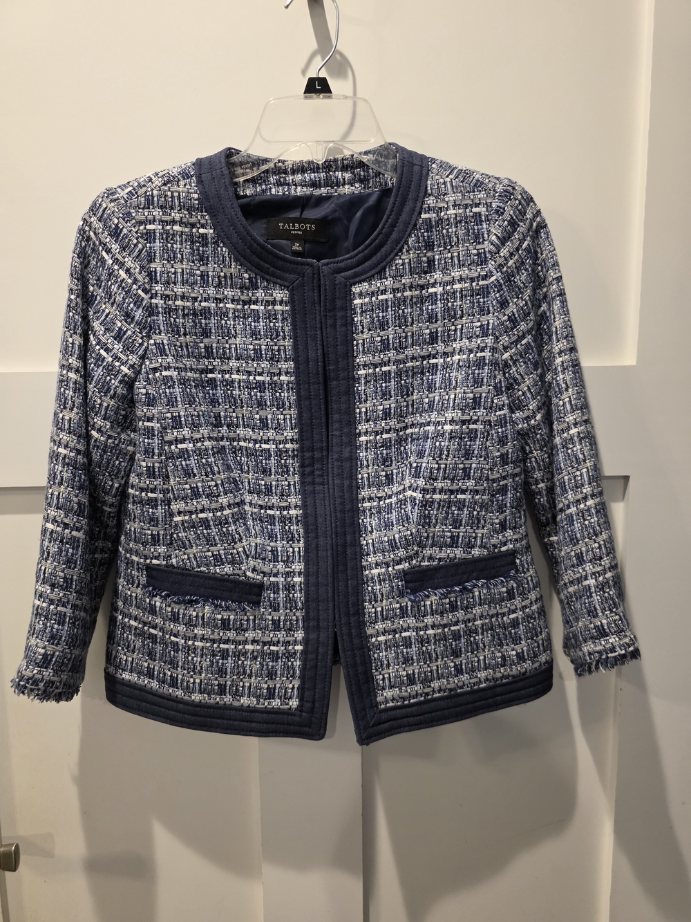 Talbots Navy Tweed Jacket - Classic Crewneck Blazer